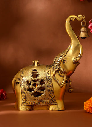 Brass Elephant Diya With Bell (10.5 Inch)
