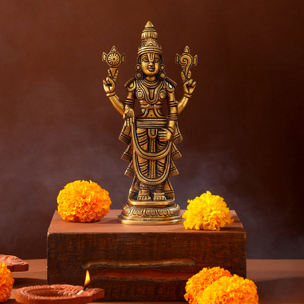 Brass Superfine Tirupati Balaji/Venkateshwar Idol (9 Inch)