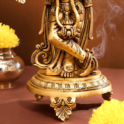 Brass Lord Krishna Statue With Tree (18.5 Inch)