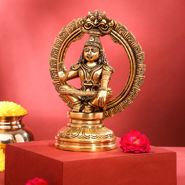 Brass Lord Frame Ayyappa/Ayyappan Idol (9.5 Inch)