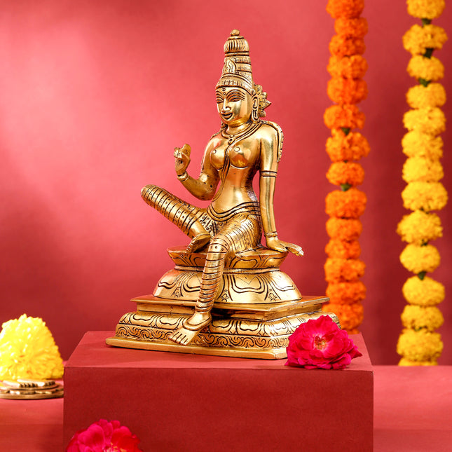 Brass Goddess Parvati Idol (9.5 Inch)