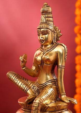 Brass Goddess Parvati Idol (9.5 Inch)