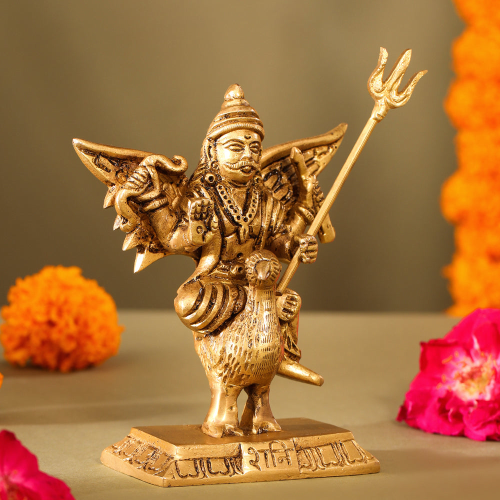 Brass Shani Dev Idol (4.5 Inch) – Vedansh Craft