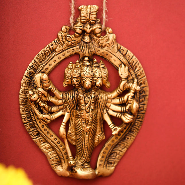 BRASS PANCHMUKHI HANUMAN WALL HANGING (5")