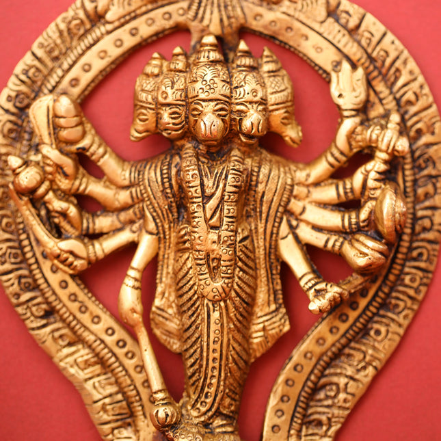 BRASS PANCHMUKHI HANUMAN WALL HANGING (5")