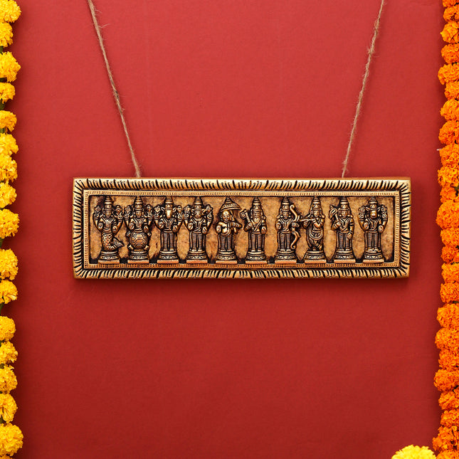 Brass Dashavatara / Vishnu Avatar Wall Hanging (4 Inch)