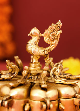 Brass Peacock Kumkum Box