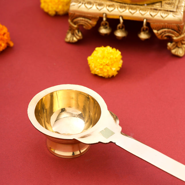 Brass Dhoop Aarti Spoon (9 Inch)