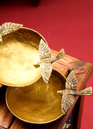 Brass Decorative Urli With Butterfly (6 Inch)