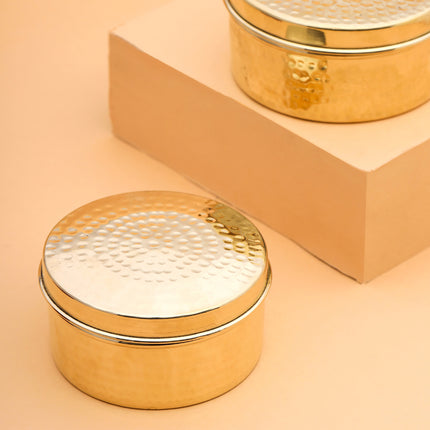 Brass Laddu Box With Lid