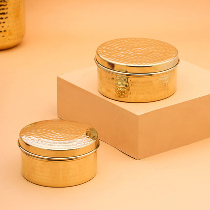 Brass Laddu Box With Lid
