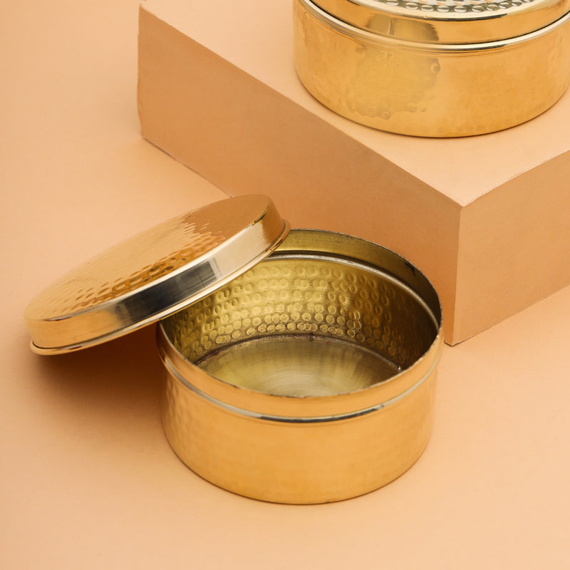 Brass Laddu Four Box Set With Lid