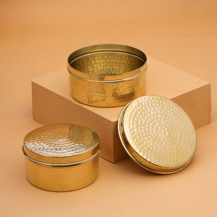 Brass Laddu Box With Lid
