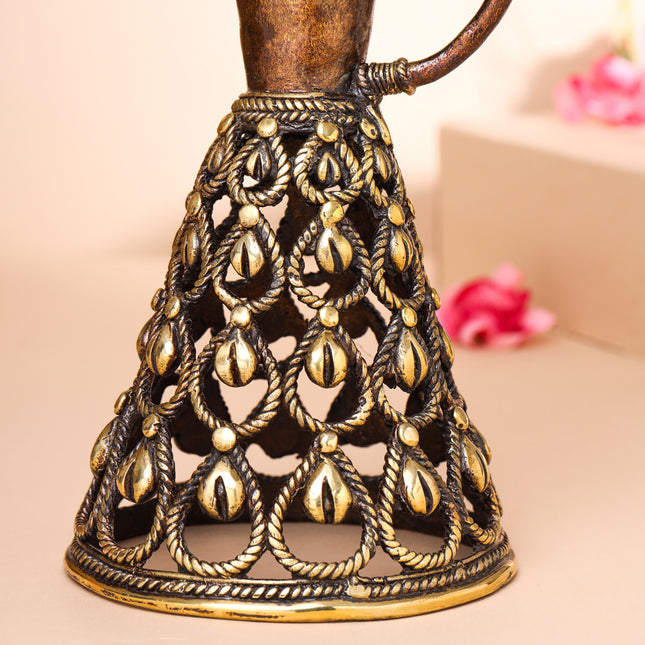 Brass Dhokra Tribal Lady Showpiece (15.5 Inch)