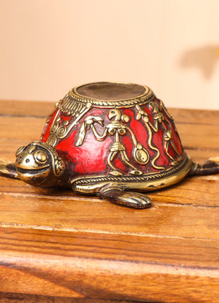 Brass Dhokra Tortoise Candle Holder (3 Inch)