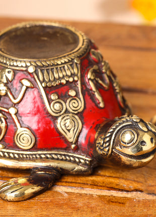 Brass Dhokra Tortoise Candle Holder (3 Inch)