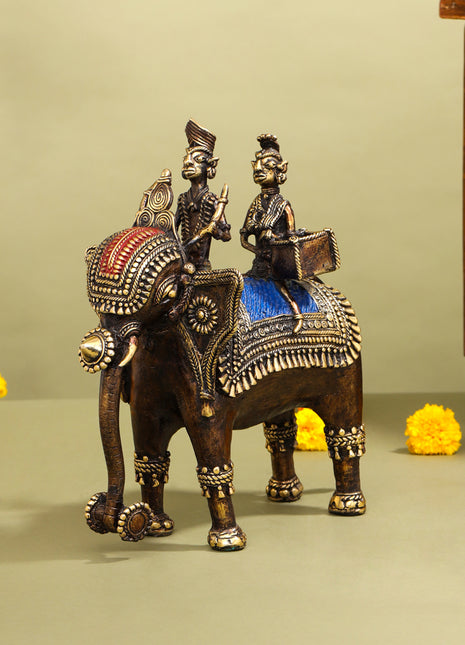 Dhokra Art Vintage Door Pull Elephant Figure Brass Door 