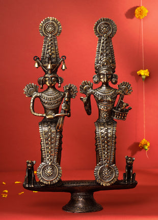 Brass Dhokra Jhitku Mitki Statue (18 Inch)