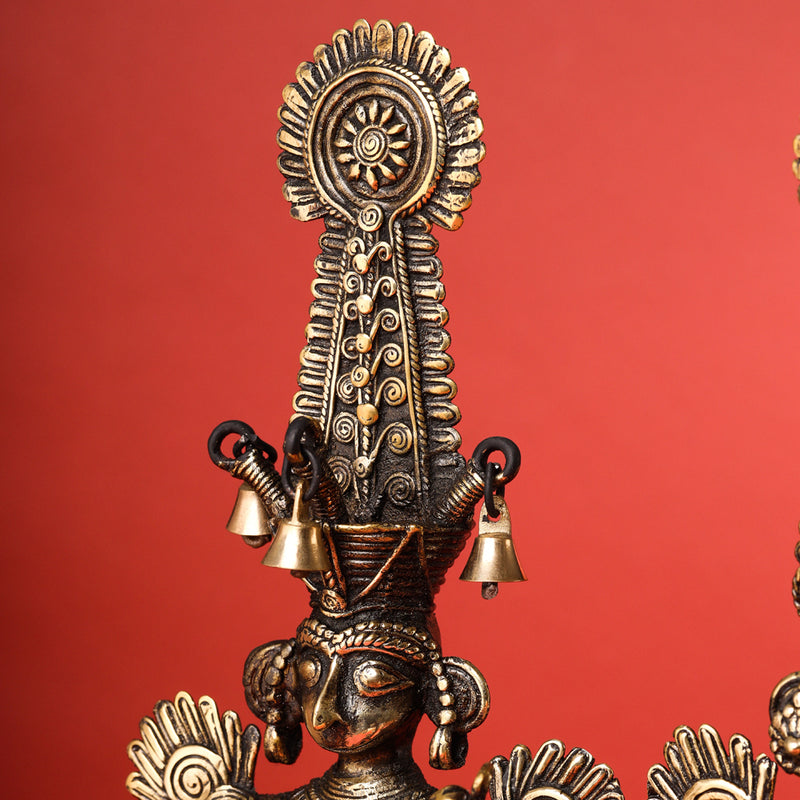 Brass Dhokra Jhitku Mitki Statue (18 Inch)