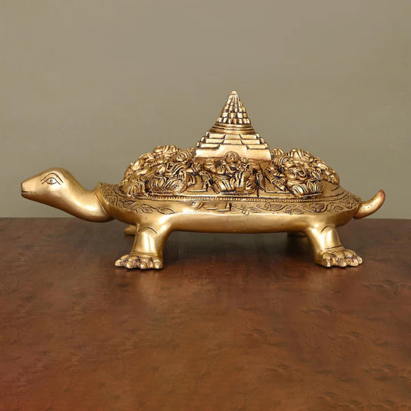 Brass Superfine Ashtalakshmi Shree Yantra Tortoise (6 Inch)