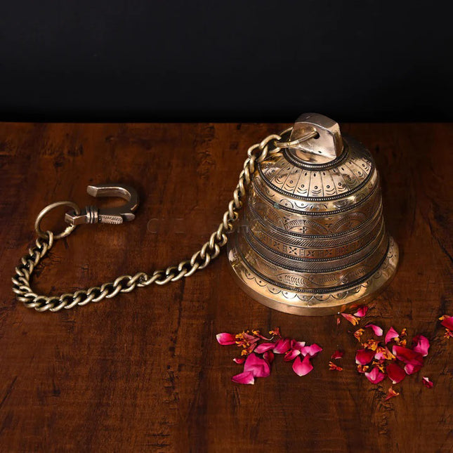 Brass Wall Hanging Temple Bell (25 Inches)