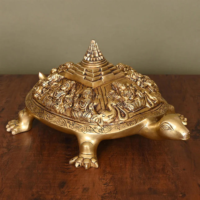 Brass Superfine Ashtalakshmi Shree Yantra Tortoise (6 Inch)