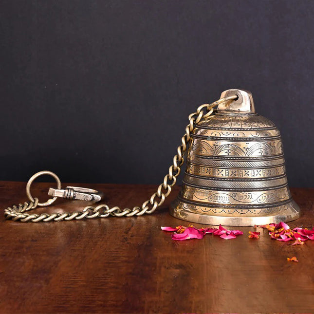 Brass Wall Hanging Temple Bell (25 Inches)