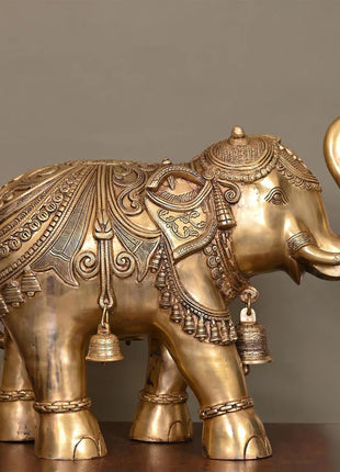 Brass Royal Elephant Statue (19.5 Inch)