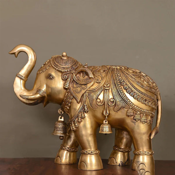 Brass Royal Elephant Statue (19.5 Inch)