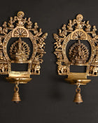Brass Ganesha And Lakshmi Frames Diya With Bell (11.5 Inch)