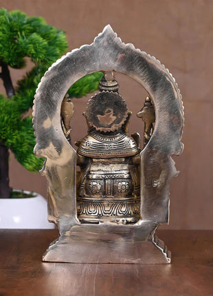 Brass Ganesha On Throne Idol (9.5 Inch)
