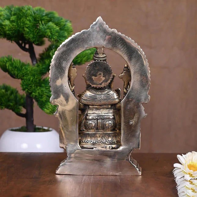 Brass Ganesha On Throne Idol (9.5 Inch)