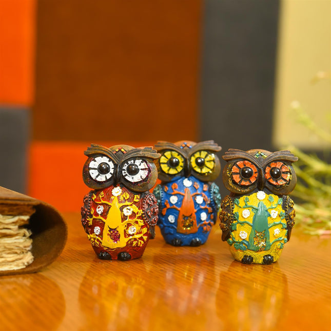 Polyresin Owl Home Decor Gift Set (3 Inch)