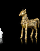 Brass Royal Horse Statue Animal Decor (6 Inch)